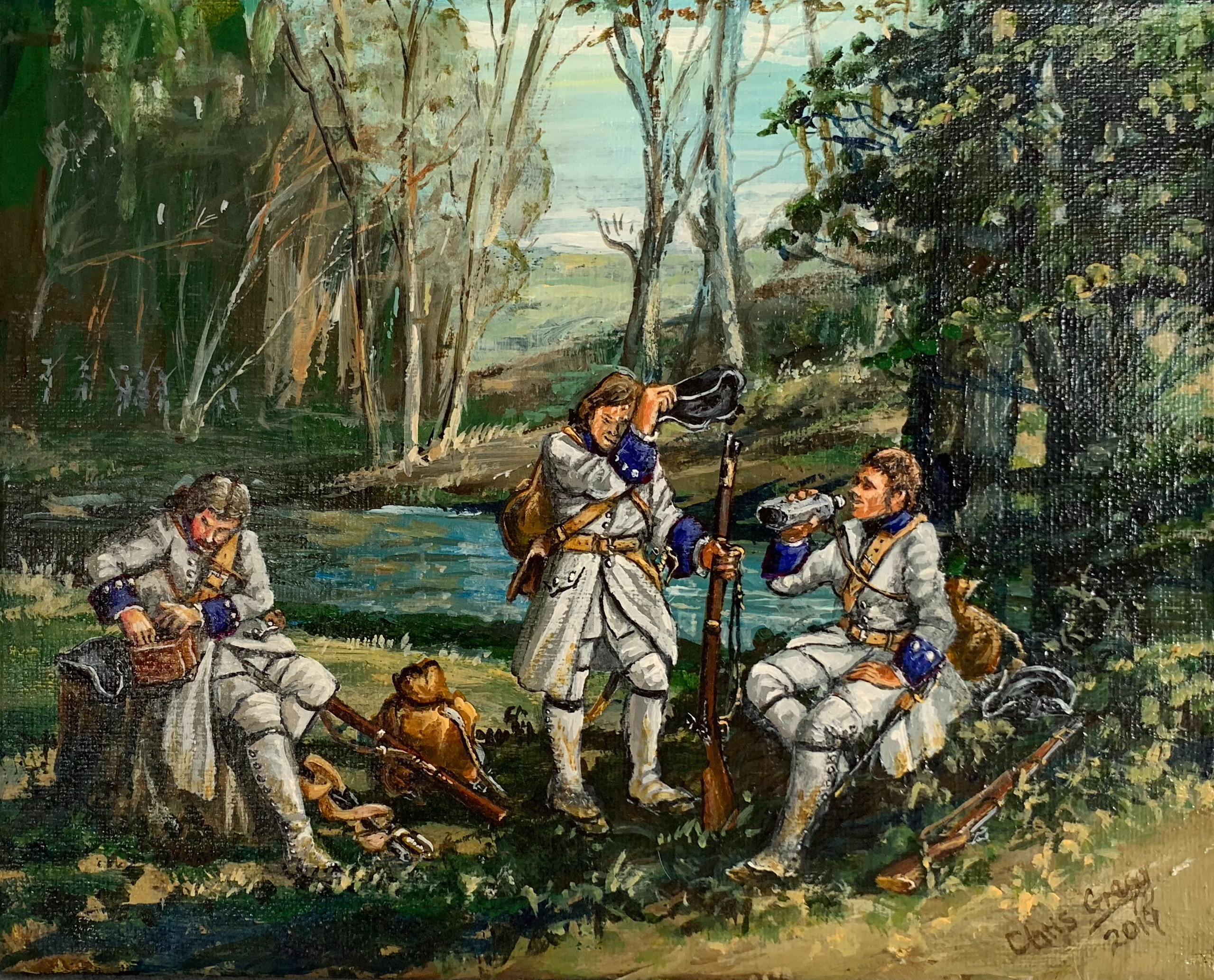 A Rest on the March - Auvergne Regiment c 1758