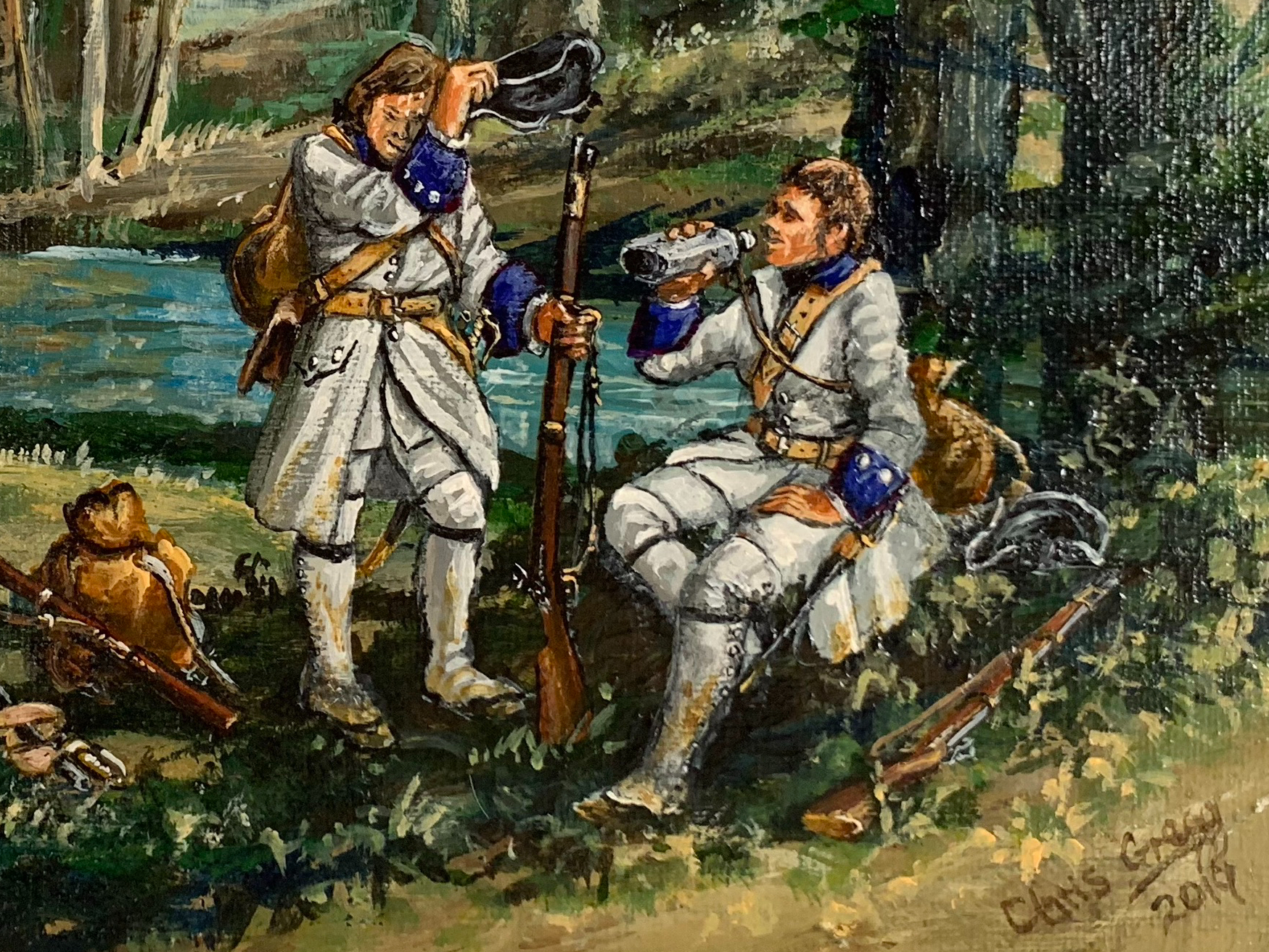A Rest on the March - Auvergne Regiment c 1758