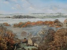 Autumn Mist across the Cotswolds near Chalford, Glos