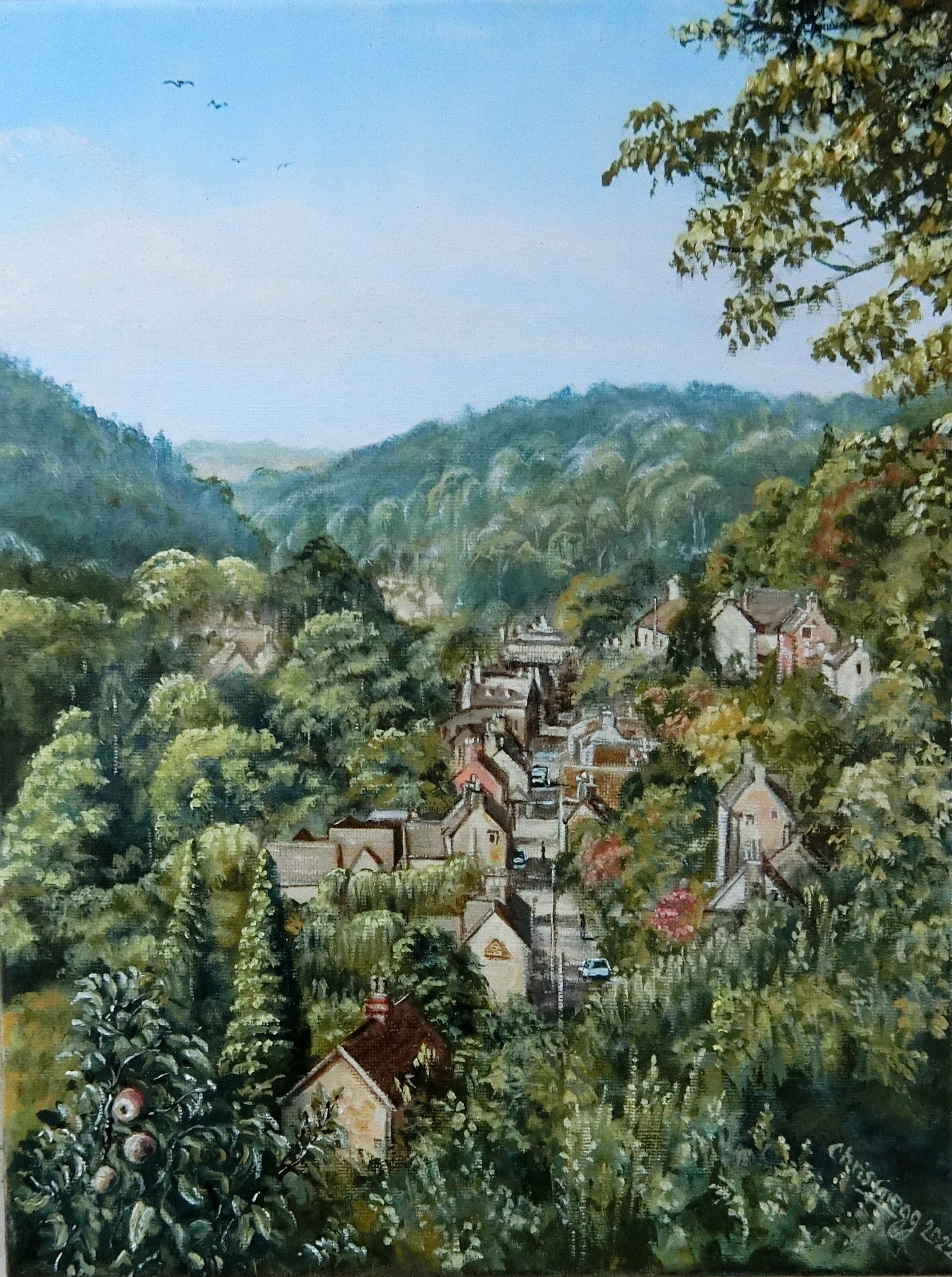 View of Chalford High Street from Coppice Hill, Near STROUD, Glos
