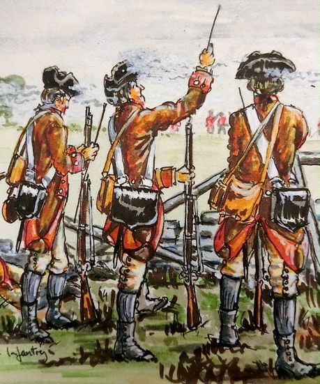 12th Continental infantry try to fend off British Light Infantry, 1776