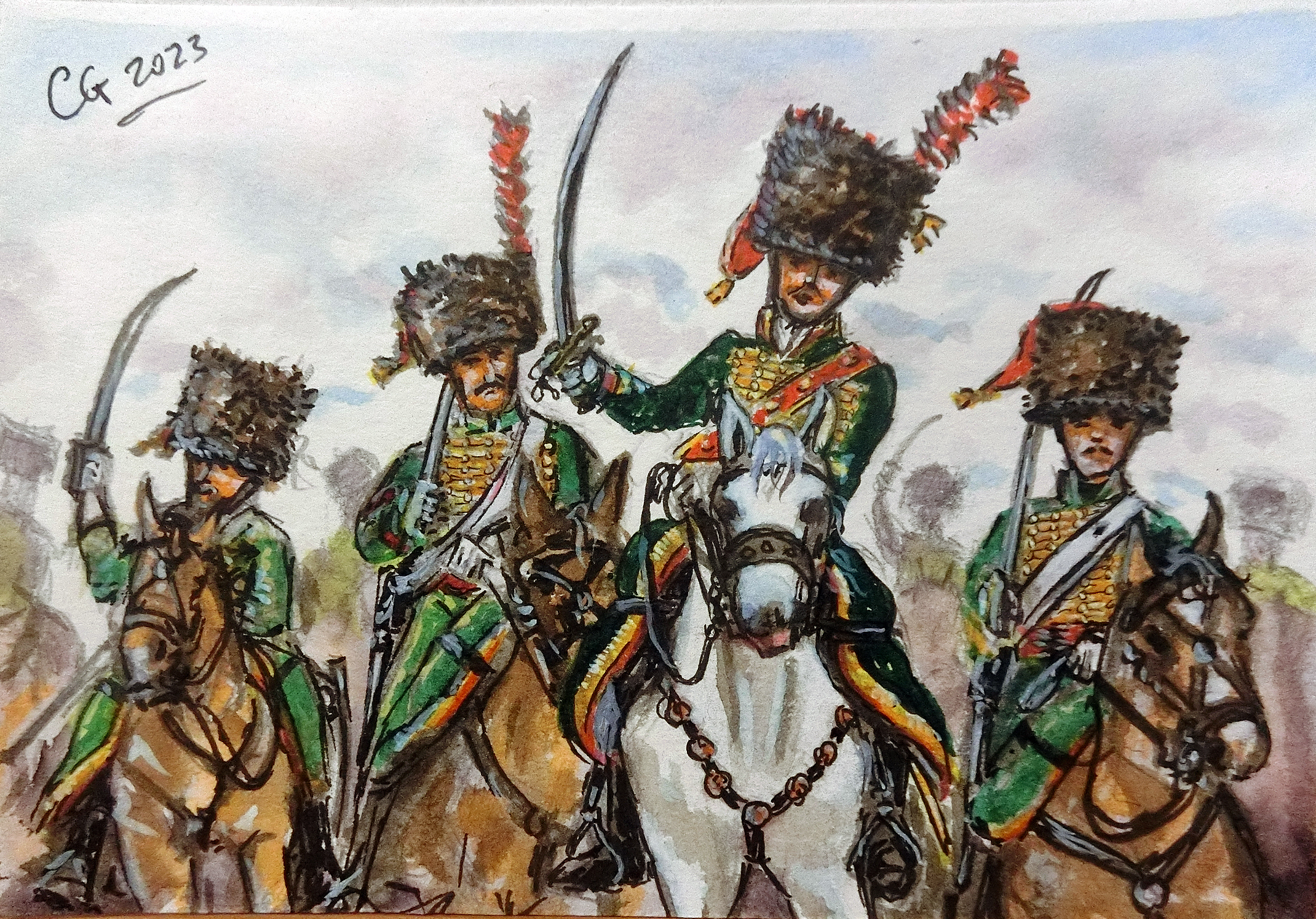 Facing a charge of the Chasseurs of the Guard c 1815